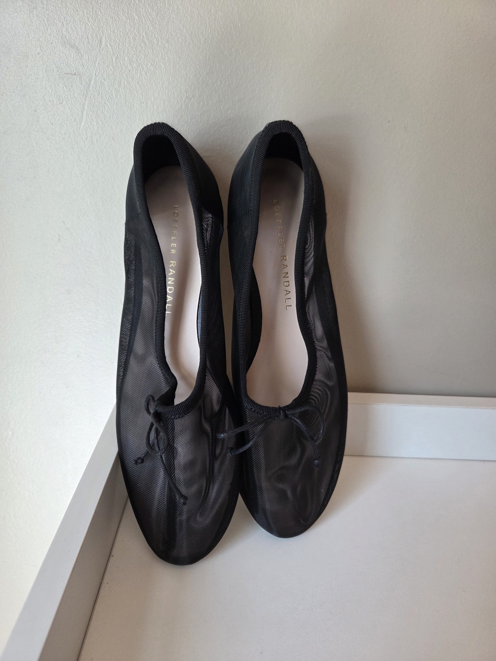 Loeffler Randall Black Sheer Mesh Ballet Flats with Bow - Picture 2 of 12